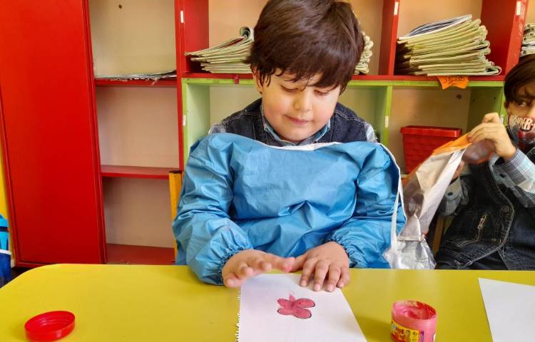 :تمرین دست ورزی با رنگ انگشتی به انگلیسی، کلاس بادبادک 3