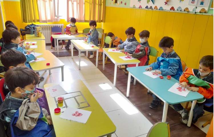 :تمرین دست ورزی با رنگ انگشتی به انگلیسی، کلاس بادبادک 4