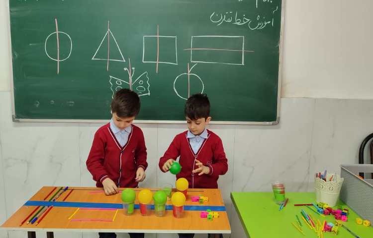 تمرین و مرور مبحث(تقارن) در کلاس توسط دانش‌آموزان انجام شد. 3