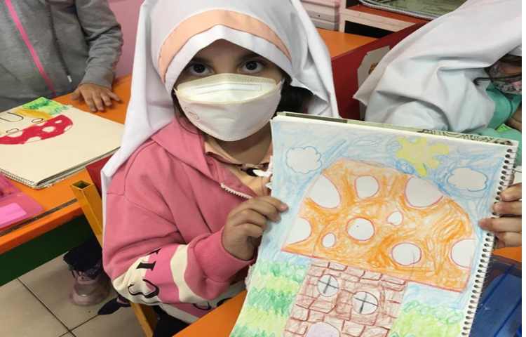 خونه قارچی،آموزش تنالیته رنگ سبز و شناخت سایه روشن 12