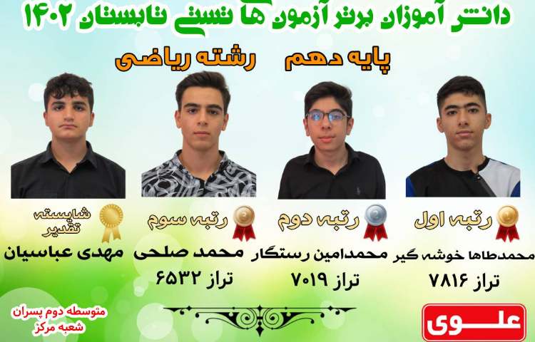دانش آموزان برتر تابستان 1402 پایه دهم 4