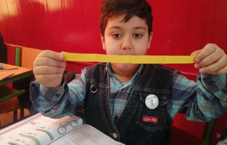 درس ریاضی، دست ورزی اندازه گیری دقیق نوار کاغذی