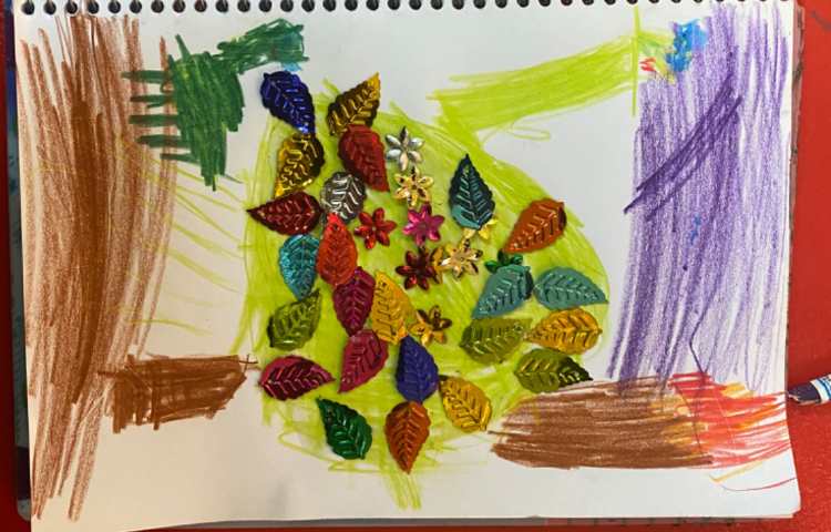 :درس هنر، کاردستی تلفیقی پولک و مدادرنگی 3