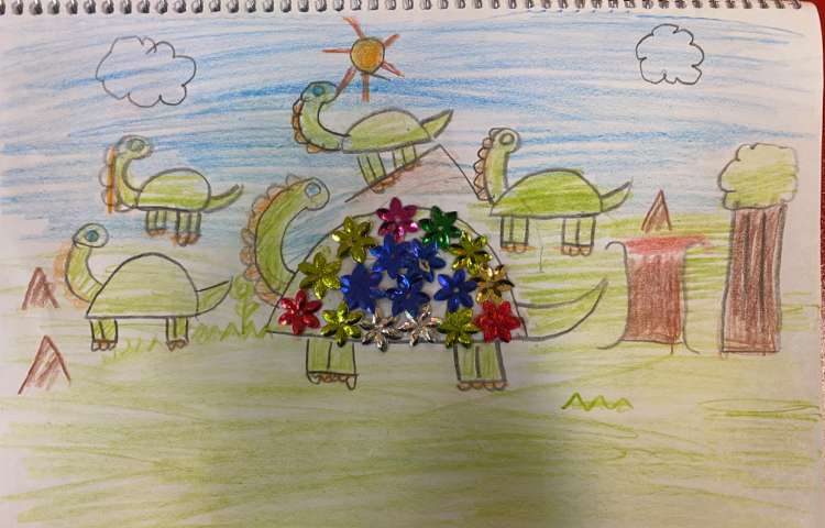 :درس هنر، کاردستی تلفیقی پولک و مدادرنگی 4