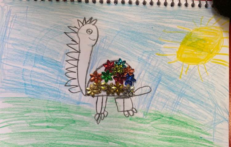 :درس هنر، کاردستی تلفیقی پولک و مدادرنگی 5