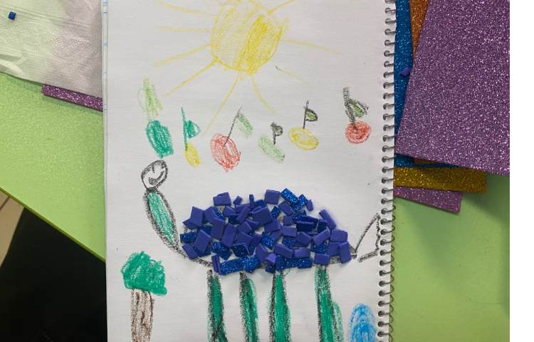 :درس هنر، کاردستی تلفیقی پولک و مدادرنگی 6