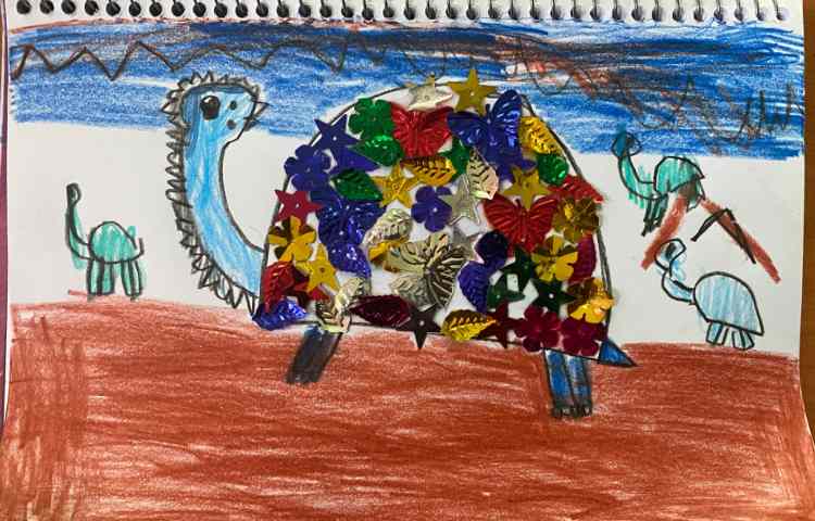 :درس هنر، کاردستی تلفیقی پولک و مدادرنگی 7