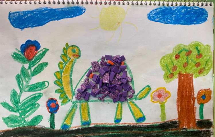 :درس هنر، کاردستی تلفیقی پولک و مدادرنگی 9