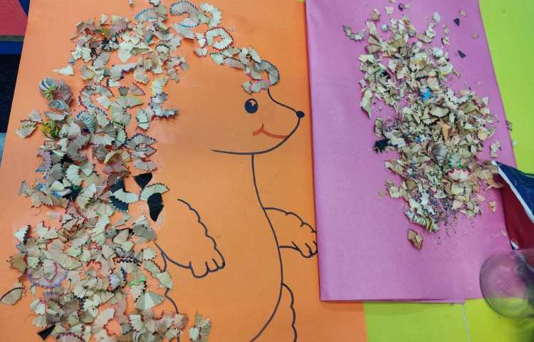 :دستان توانا، کاردستی گروهی جوجه تیغی با تراشه های مداد 3