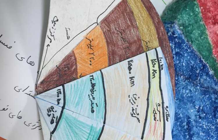 دست سازه دانش آموزان با موضوع لایه های مختلف زمین (علوم )