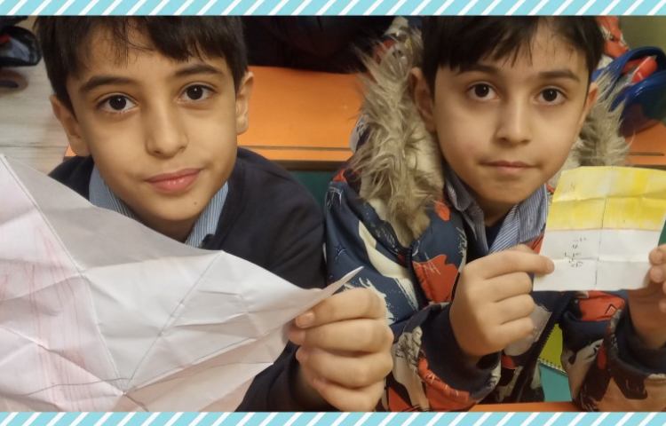 دست ورزی تساوی کسرها با کاغذ و تا در زنگ ریاضی پایه سوم 3