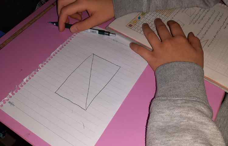دست‌ورزی ریاضی، تبدیل مستطیل از محل قطر به دو مثلث قائم‌الزاویه 4