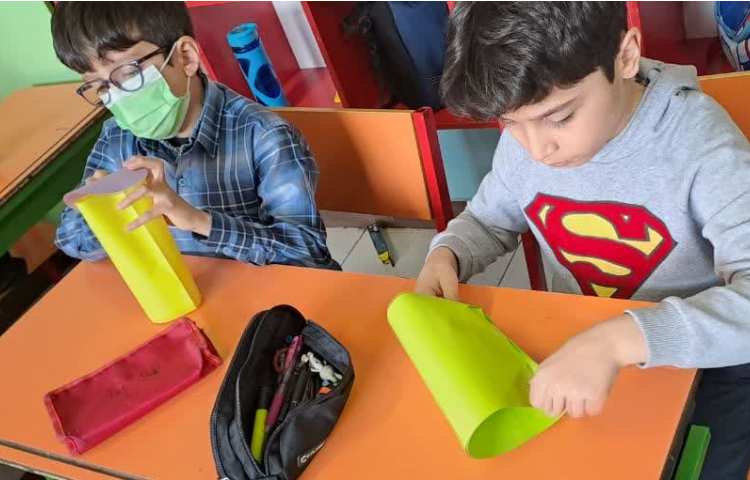 دست ورزی ساخت استوانه پایه سوم دبستان 3