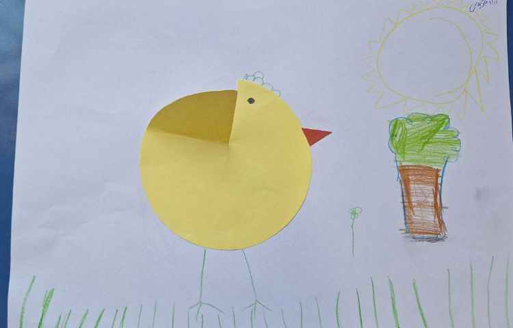 دست ورزی، کاردستی جوجه با اشکال (دایره) 1