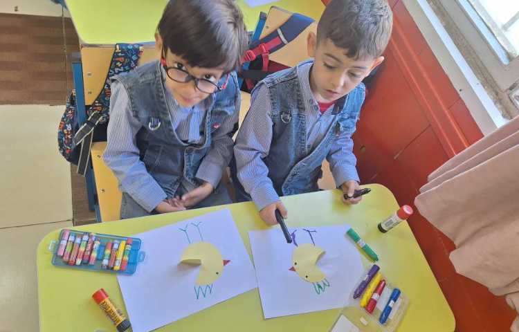 دست ورزی، کاردستی جوجه با اشکال (دایره) 3