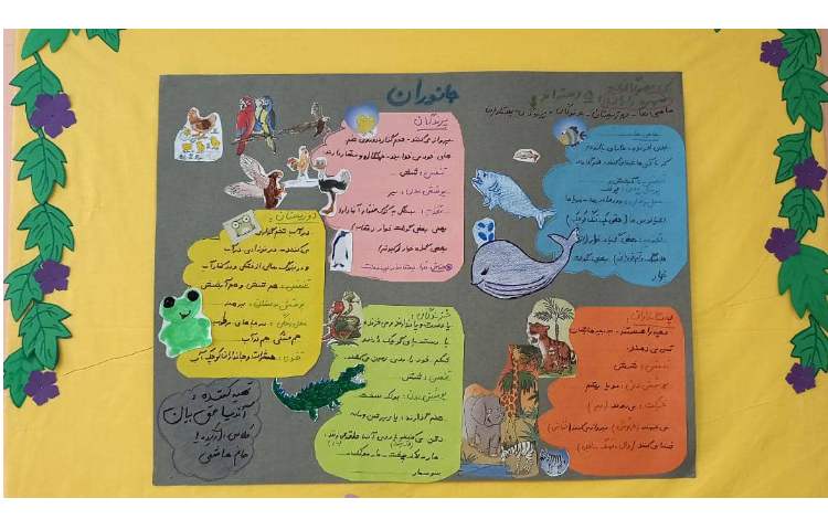 روزنامه دیواری با موضوع جانوران کاری از دختر نازنینم آندیا حق بیان...