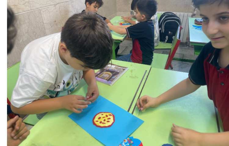 ریاضی،مرور کسر با تقسیم بندی اشکال به قسمت های مساوی و ساخت پیتزا (تقسیم دایره به قسمت های مساوی 4