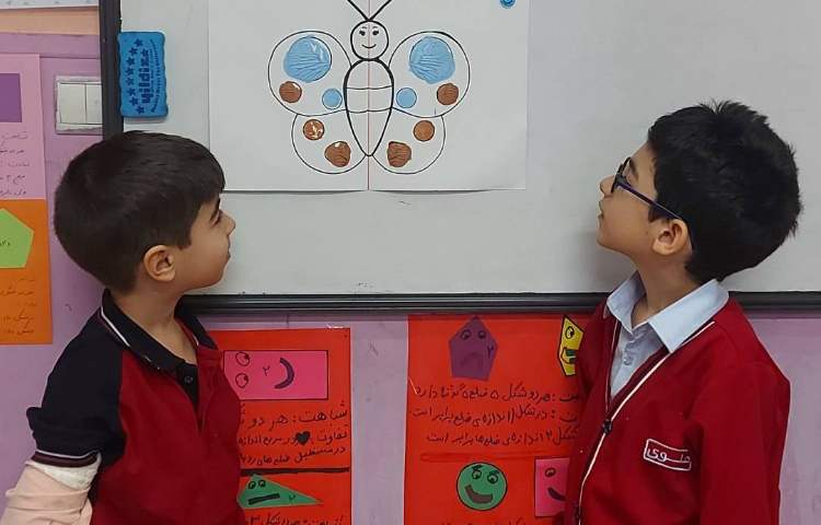 ریاضی : آموزش تقارن با انجام دستورزی پروانه ی متقارن 4