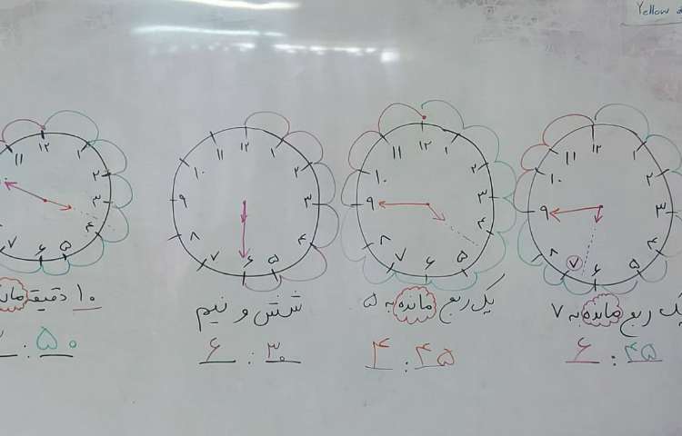 ریاضی : آموزش ساعت یک ربع مانده