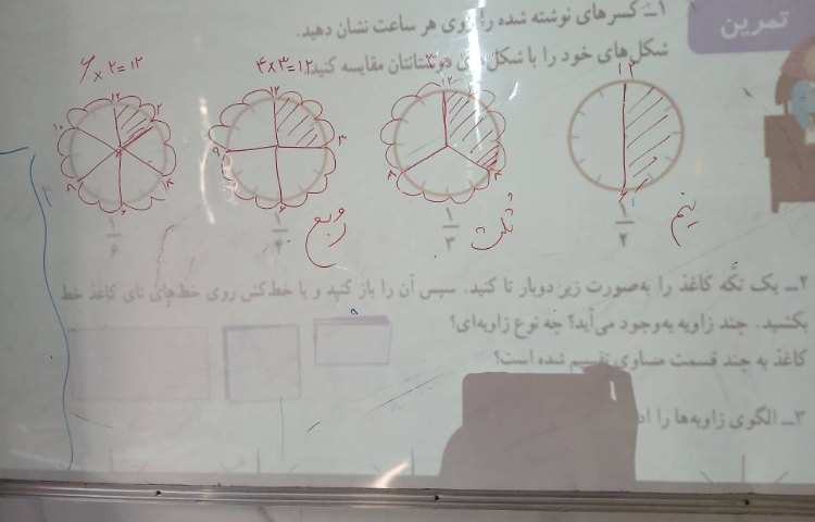 ریاضی- آموزش کسر در ساعت 3