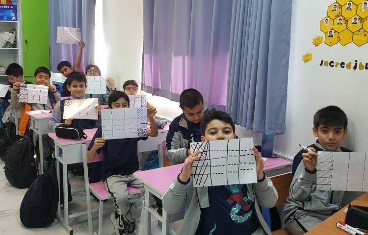 ریاضی- تمرین رسم شکل ضرب کسر در کسر