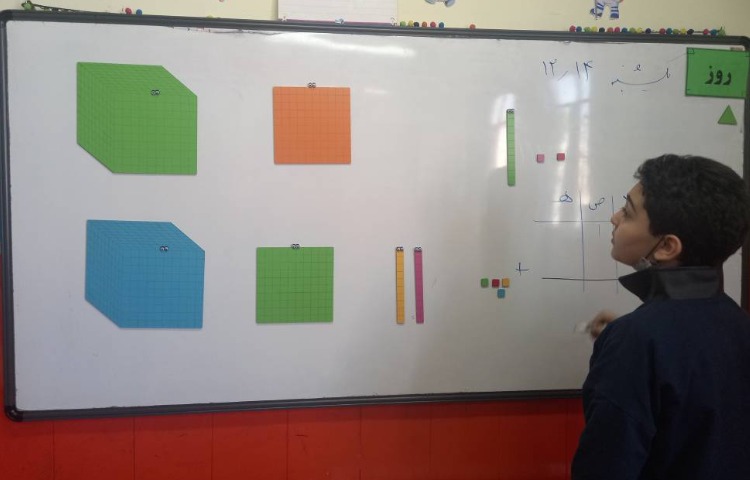 :ریاضی، جمع تکنیکی با استفاده از شکل، ص 107 کتاب درسی 2