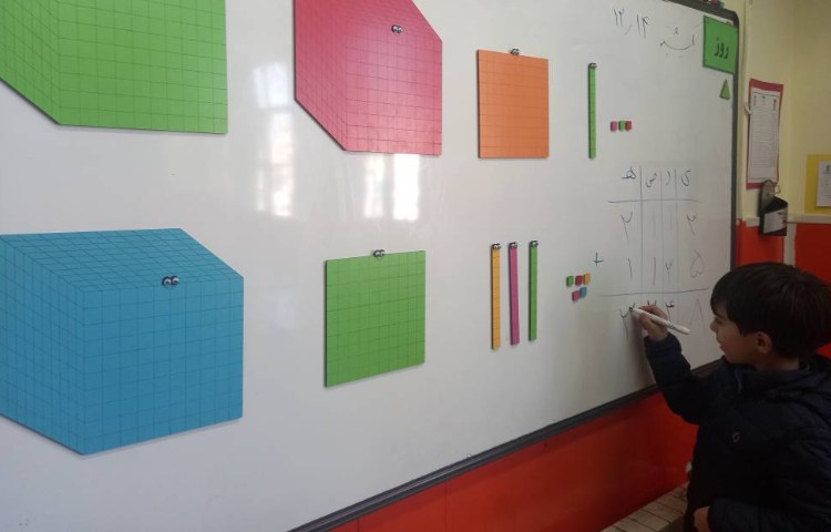 :ریاضی، جمع تکنیکی با استفاده از شکل، ص 107 کتاب درسی 4