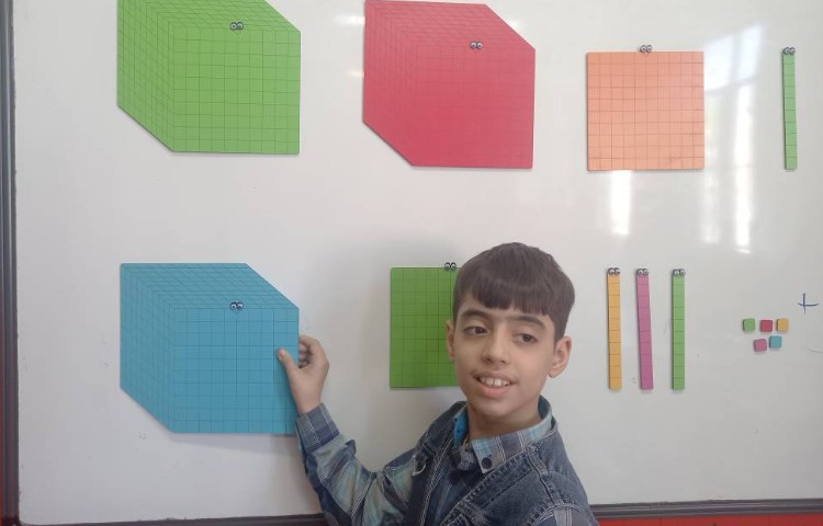 :ریاضی، جمع تکنیکی با استفاده از شکل، ص 107 کتاب درسی 5