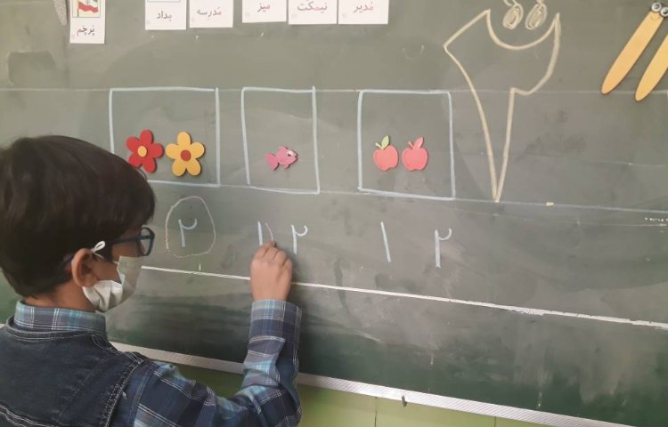 :ریاضی، شناسایی عدد 1 و 2، کلاس گیلاس