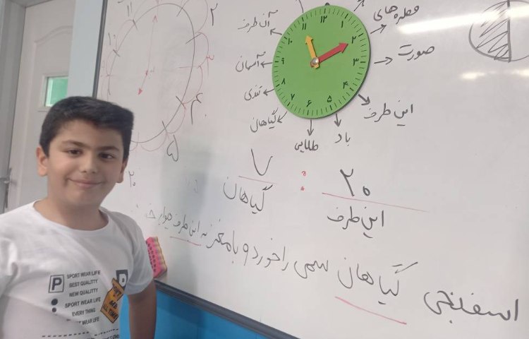 : ریاضی، مبحث مرور ساعت به صورت فعال، بازی کلاسی و تلفیق با فارسی 4