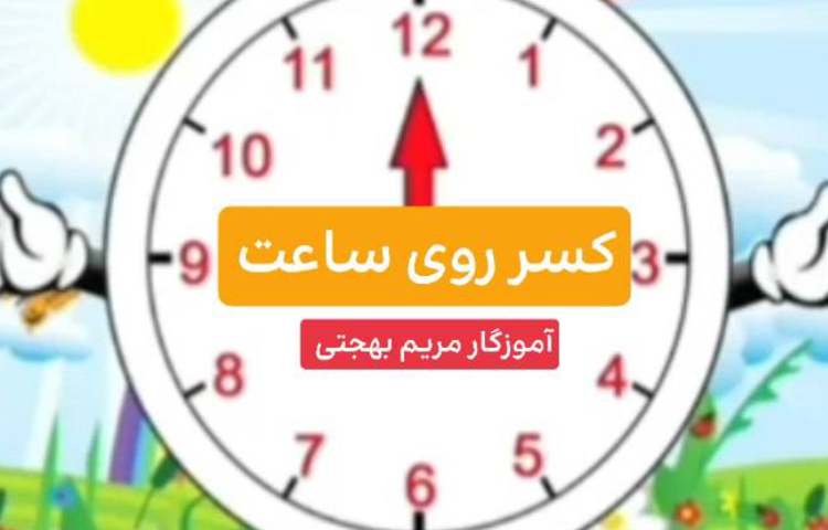 ریاضی ،مبحث کسر روی ساعت به صورت انیمیشنی و مفهومی صفحه ی 50