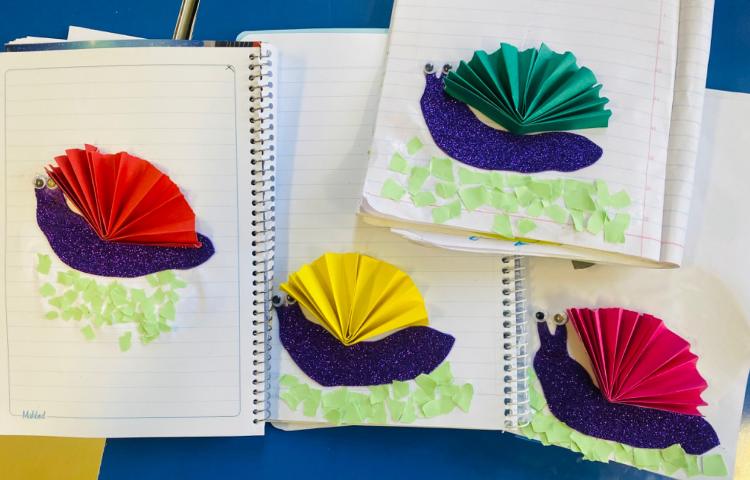 :زبان آموزی، ساخت کاردستی حلزون با تکنیک تا زدن کاغذ 1