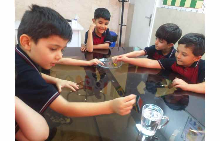 زنگ دانشمند کوچک انجام آزمایش اسمارتیز رنگی 1