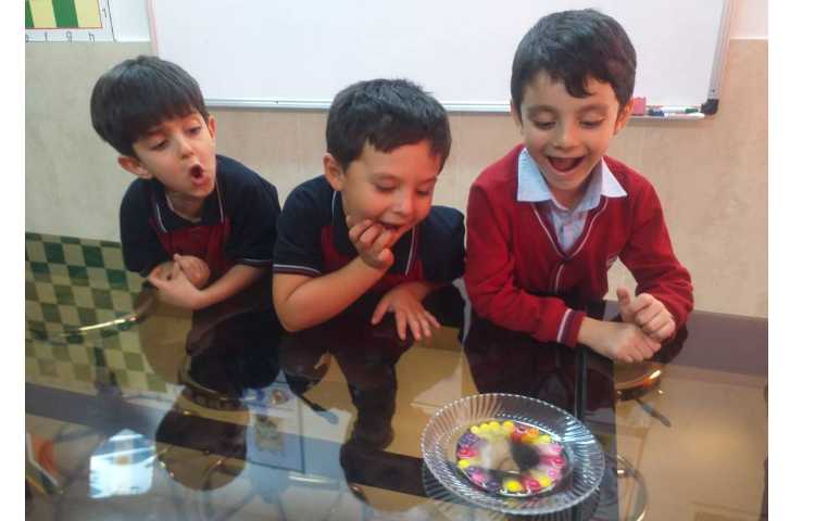 زنگ دانشمند کوچک انجام آزمایش اسمارتیز رنگی 5