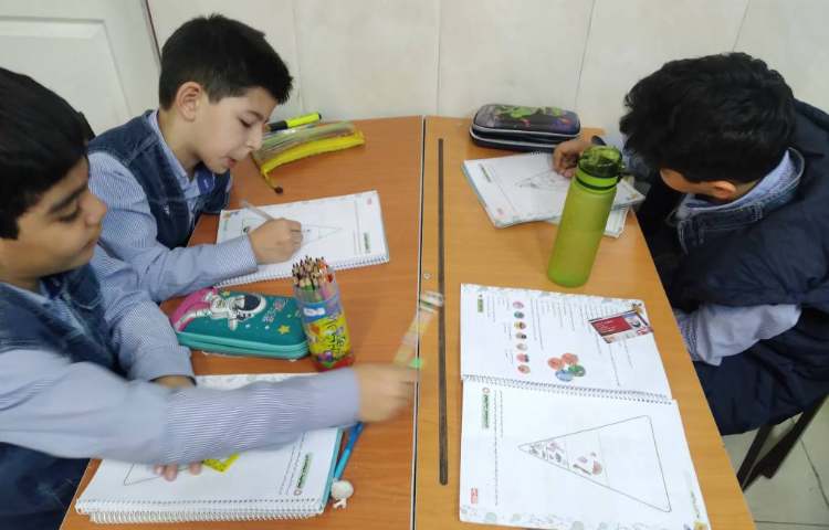 زنگ علوم:انجام فعالیت‌های کتاب کار درس خوراکی ها ، نقاشی هرم مواد‌غذایی 3