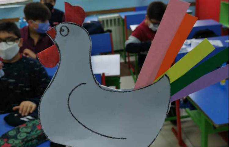 ساخت دست سازه خروس کاغذی 4