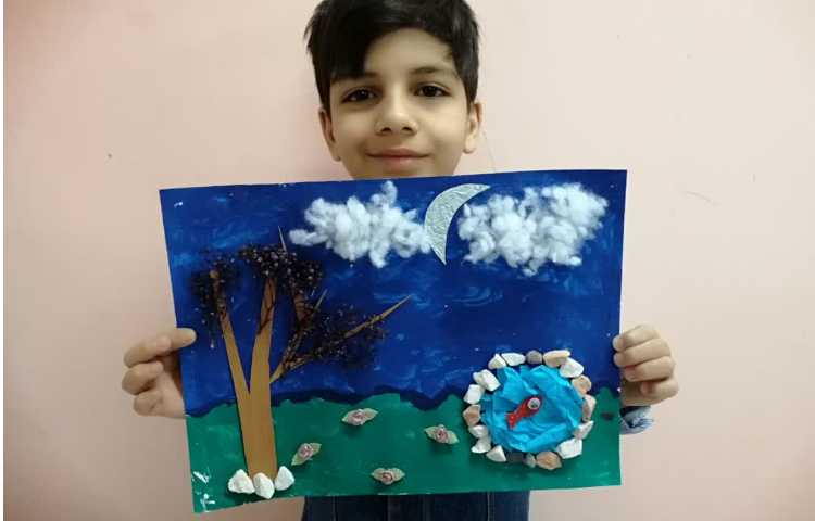 شروع کار کلاژ روی نقاشی 2