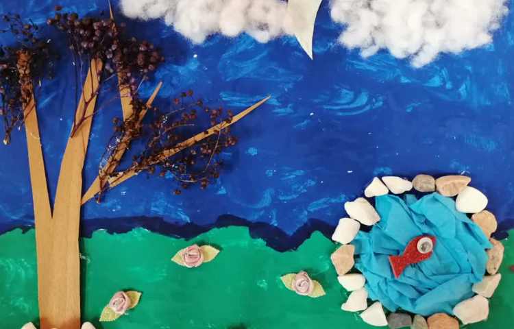 شروع کار کلاژ روی نقاشی 3