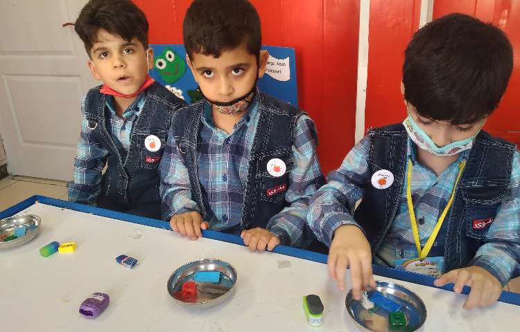 :علوم،آزمایش اجسام روی آب و زیر آب، کلاس پرتقال 5