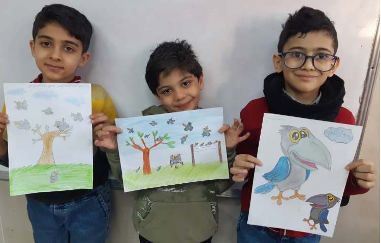 فارسی،نقاشی مربوط به ضرب المثل درس یک کلاغ چهل کلاغ 1