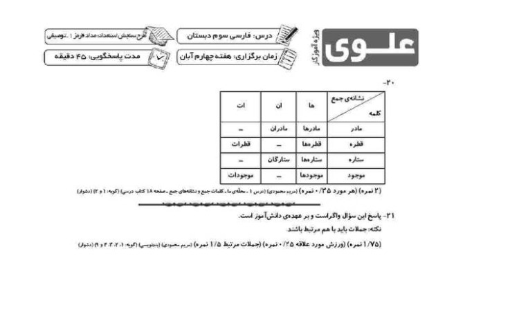 فارسی_نمونه سوالات مروری درس اول تا سوم 5