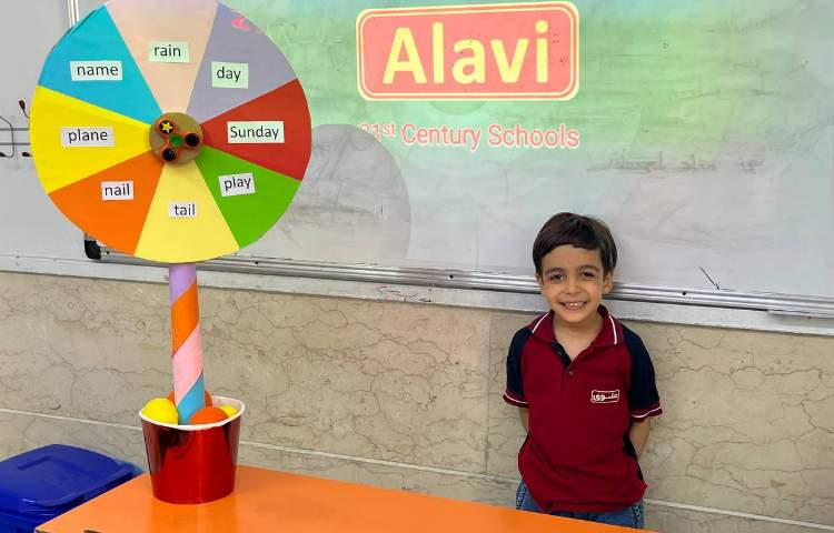 فعالیت Spinning wheel جهت جمله سازی با کلمات مرتبط با فونیکس 8