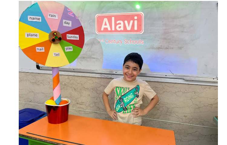 فعالیت Spinning wheel جهت جمله سازی با کلمات مرتبط با فونیکس 9