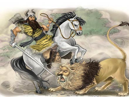 خوان یکم: نبرد رخش با شیر جنگل