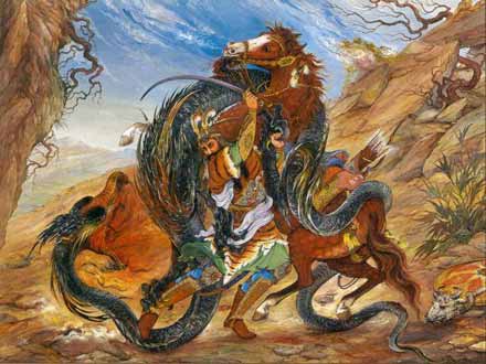 خوان سوم از هفت‌خوان رستم : نبرد رستم و اژدها و کشته شدن اژدها به دست رستم