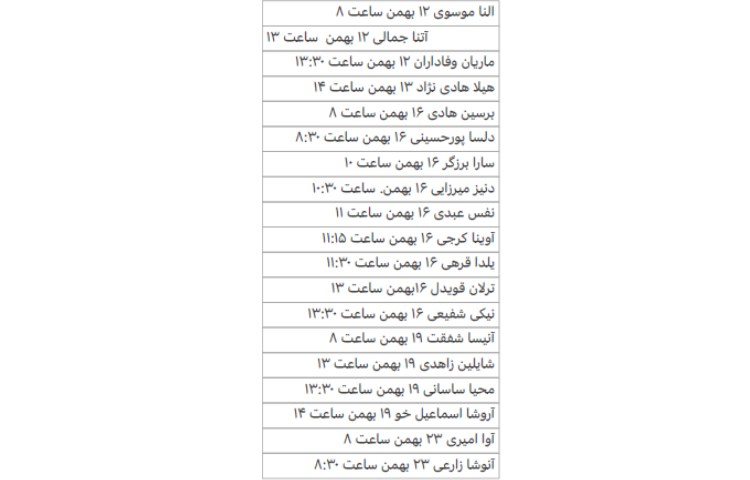 لیست ملاقات فردی ارکیده1 1