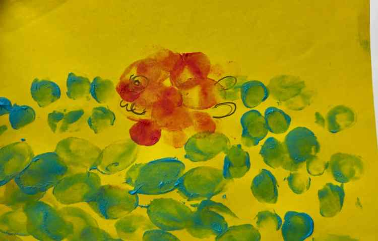 ماهی و دریا با رنگ انگشتی