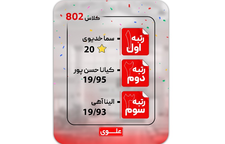 معدلین برتر(نفرات اول تا سوم کلاسی) 6