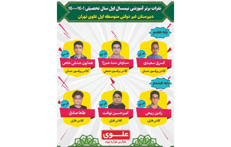 نفرات برتر نیمسال اول سال تحصیلی 1401-1400