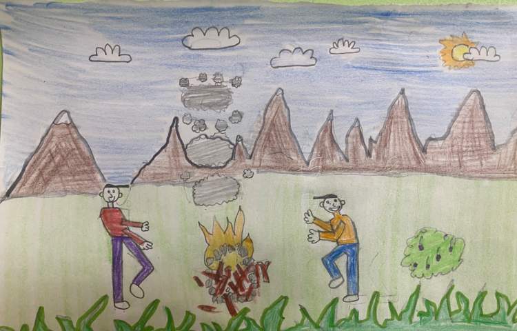 :نقاشی آتش بازی و فشفشه و نقاشی های تکمیل شده دانش آموزان 7
